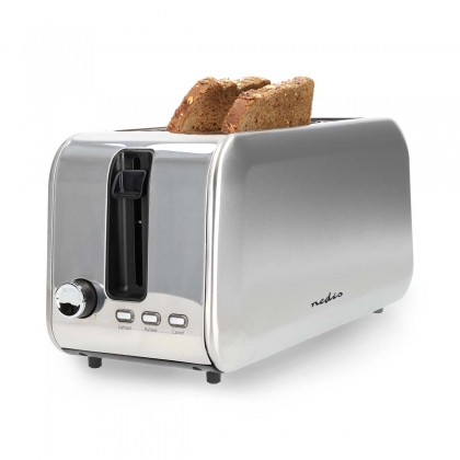 Broodrooster | 4 Sneetjes Brood | 2 Lange Sleuven | Bruining niveaus: 7 | Ontdooifunctie | Aluminium / Zilver