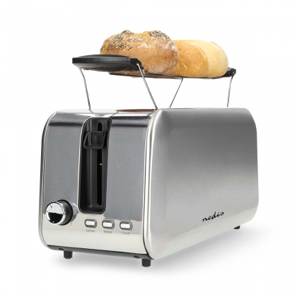 Broodrooster | 4 Sneetjes Brood | 2 Lange Sleuven | Bruining niveaus: 7 | Ontdooifunctie | Aluminium / Zilver