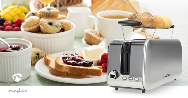 Broodrooster | 4 Sneetjes Brood | 2 Lange Sleuven | Bruining niveaus: 7 | Ontdooifunctie | Aluminium / Zilver