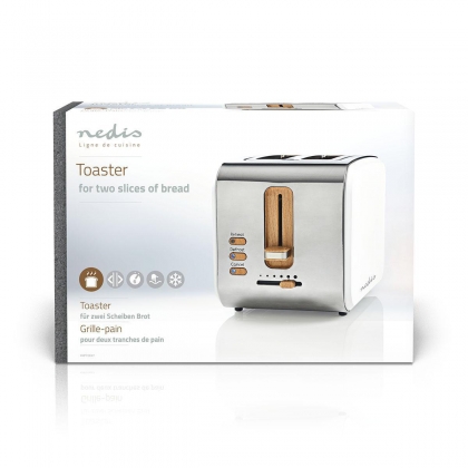 Broodrooster | Soft Touch Series | 2 Sneetjes Brood | 2 Sleuven | Bruining niveaus: 6 | Ontdooifunctie | Wit