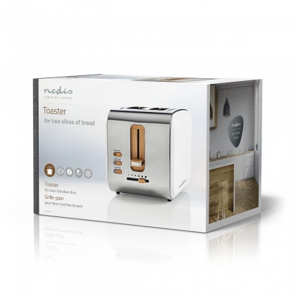 Broodrooster | Soft Touch Series | 2 Sneetjes Brood | 2 Sleuven | Bruining niveaus: 6 | Ontdooifunctie | Wit