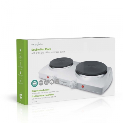 Elektrische Kookplaat | Kookzones: 2 | 2300 W | Oververhittingsbeveiliging | Wit