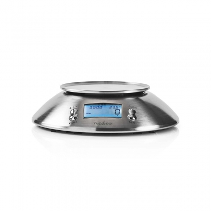 Keukenweegschaal | Digitaal | Roestvrij Staal | Timerfunctie | Met thermometer | Verwijderbare Kom | Zilver