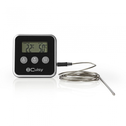 Vleesthermometer | Alarm / Timer | LCD-Scherm | 0 - 250 °C | Zilver / Zwart