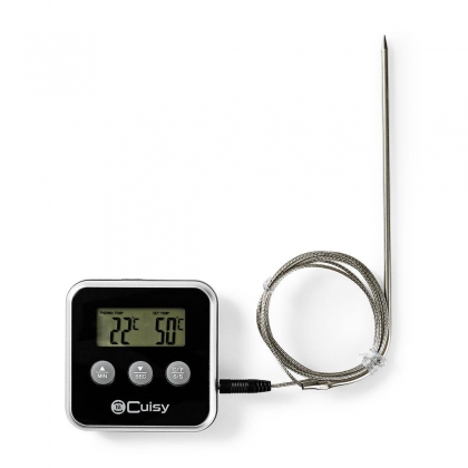 Vleesthermometer | Alarm / Timer | LCD-Scherm | 0 - 250 °C | Zilver / Zwart