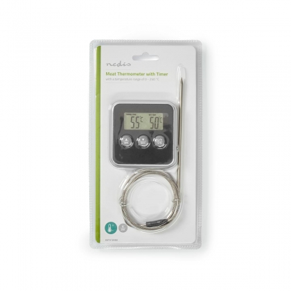 Vleesthermometer | Alarm / Timer | LCD-Scherm | 0 - 250 °C | Zilver / Zwart