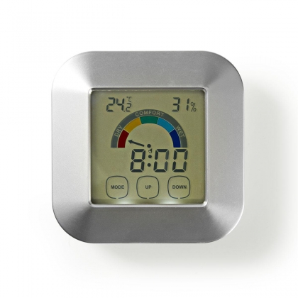 Digitale thermometer | Binnen | Binnentemperatuur | Luchtvochtigheid binnenshuis | Wit / Zilver