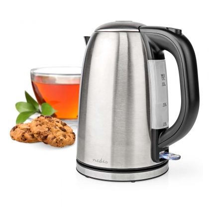 Waterkoker | 1.7 l | Roestvrij Staal | Zilver / Zwart | 360 graden draaibaar | Verborgen verwarmingselement | Strix®-controller | Droogkookbeveiliging