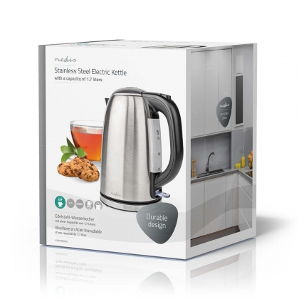 Waterkoker | 1.7 l | Roestvrij Staal | Zilver / Zwart | 360 graden draaibaar | Verborgen verwarmingselement | Strix®-controller | Droogkookbeveiliging