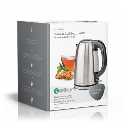 Waterkoker | 1.7 l | Roestvrij Staal | Zilver / Zwart | 360 graden draaibaar | Verborgen verwarmingselement | Strix®-controller | Droogkookbeveiliging