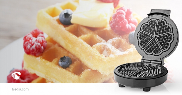 Wafelijzer | 5 Heart shaped waffles | 19 cm | 1000 W | Automatische temperatuurregeling | Aluminium / Kunststof