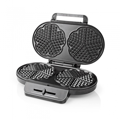 Wafelijzer | 2 x 5 Heart shaped waffles | 12 cm | 1200 W | Automatische temperatuurregeling | Kunststof / Metaal