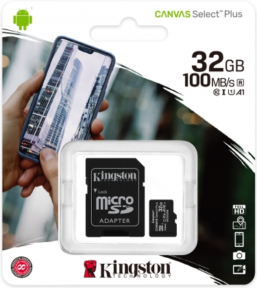 Kingston 32GB microSD Klasse 10 100 MB/s + SD adapter