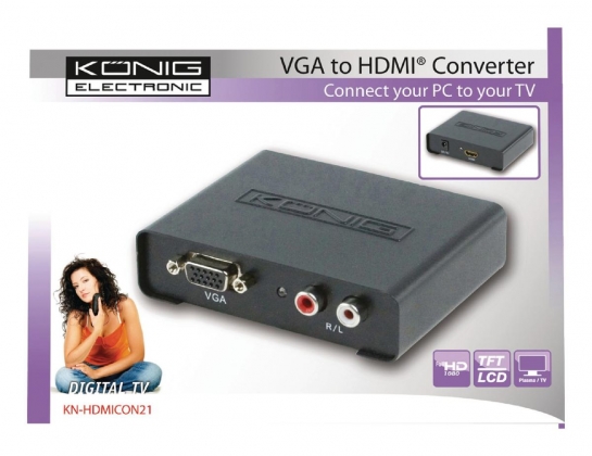 HDMI-Converter VGA Female + 2x RCA Female - HDMI-Uitgang