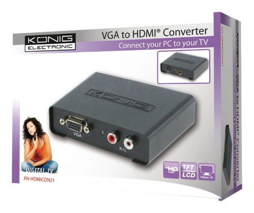 HDMI-Converter VGA Female + 2x RCA Female - HDMI-Uitgang