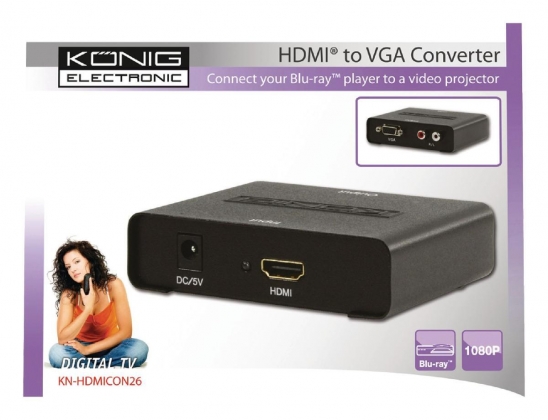 HDMI Converter HDMI-Ingang - VGA Female + 2x RCA Female Zwart