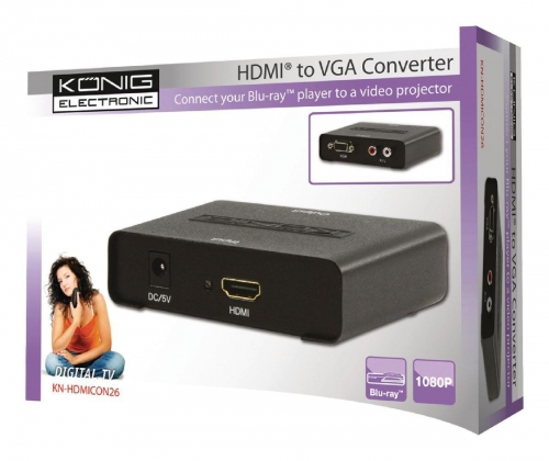 HDMI Converter HDMI-Ingang - VGA Female + 2x RCA Female Zwart
