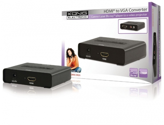 HDMI Converter HDMI-Ingang - VGA Female + 2x RCA Female Zwart