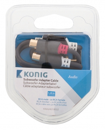 Subwooferkabel RCA Male - 2x RCA Female 0.20 m Antraciet