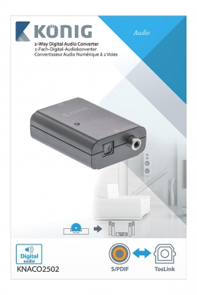 Digitale Audio Converter 1x TosLink Female + 1x S/PDIF (RCA) Female - 1x TosLink Female + 1x S/PDIF (RCA) Female Donkergrijs