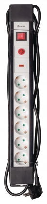 Overspanningsbeveiligde Stekkerdoos Pro-Line 6-Wegs3.00 m - Protective Contact