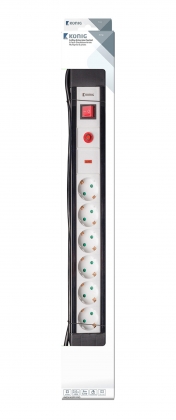 Overspanningsbeveiligde Stekkerdoos Pro-Line 6-Wegs3.00 m - Protective Contact