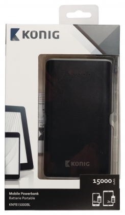 Draagbare Powerbank Lithium-Ion 15000 mAh USB Zwart