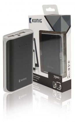 Draagbare Powerbank Lithium-Ion 7500 mAh USB Zwart