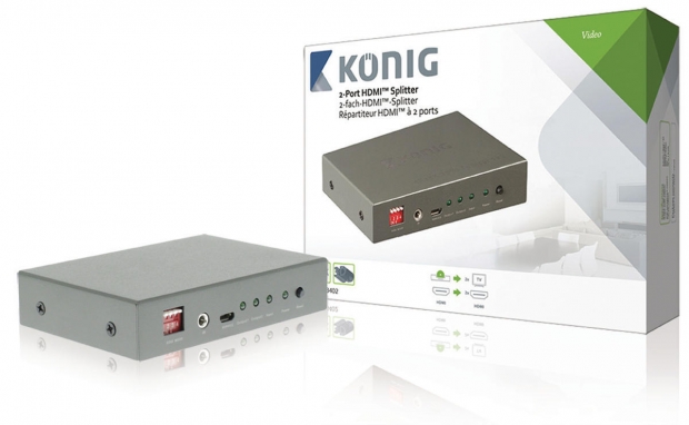 HDMI Splitter HDMI-Ingang - 2x HDMI-Uitgang Donkergrijs