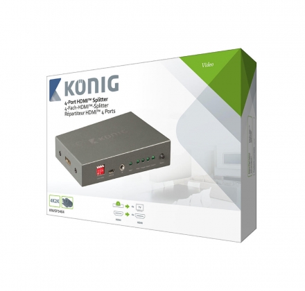4-Poorts HDMI-Splitter Donkergrijs