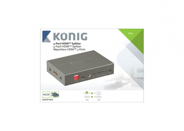 4-Poorts HDMI-Splitter Donkergrijs