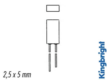 2.5 x 5mm RECTANGULAR LED LAMP GREEN DIFFUSED