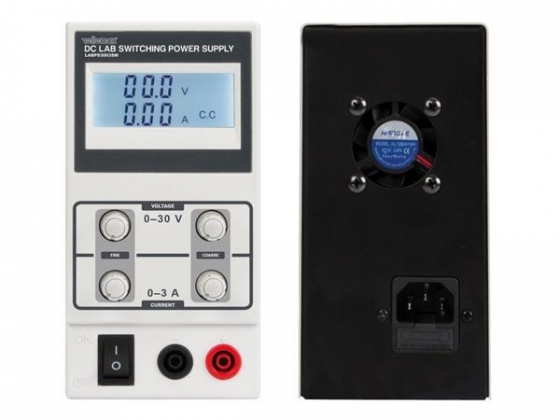 SCHAKELENDE DC-LABOVOEDING 0-30 VDC / 0-3 A MAX MET LCD-SCHERM