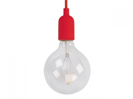 DESIGN LAMPHOUDER MET TEXTIELKABEL - ROOD