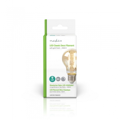 LED-Filamentlamp E27 | A60 | 5.4 W | 400 lm | 2500 K | Met Gouden Afwerking | Retrostijl | Aantal lampen in verpakking: 1 Stuks