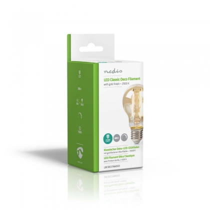 LED-Filamentlamp E27 | A60 | 5.4 W | 400 lm | 2500 K | Met Gouden Afwerking | Retrostijl | Aantal lampen in verpakking: 1 Stuks