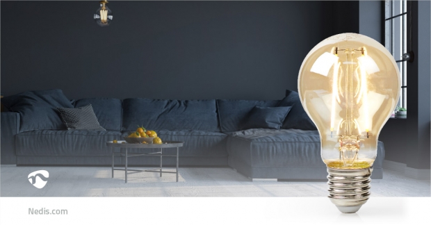 LED-Filamentlamp E27 | A60 | 5.4 W | 400 lm | 2500 K | Met Gouden Afwerking | Retrostijl | Aantal lampen in verpakking: 1 Stuks