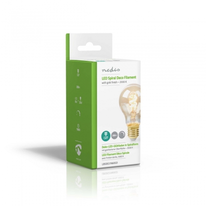 LED-Filamentlamp E27 | A60 | 5 W | 250 lm | 2000 K | Met Gouden Afwerking | Retrostijl | Aantal lampen in verpakking: 1 Stuks
