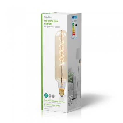 LED-Filamentlamp E27 | T65 | 8.5 W | 600 lm | 2000 K | Dimbaar | Met Gouden Afwerking | Retrostijl | 1 Stuks