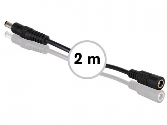 VERLENGSNOER MET DC-VOEDINGSCONNECTOR (MANNELIJK-VROUWELIJK) - 2 m - ZWART