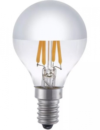 LED-Filament kopspiegel kogellamp 4W E14 230V 925 zilver dimbaar