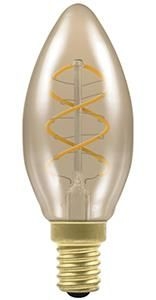 LED kaars filament spiraal gold E14 3W 2000K dimbaar