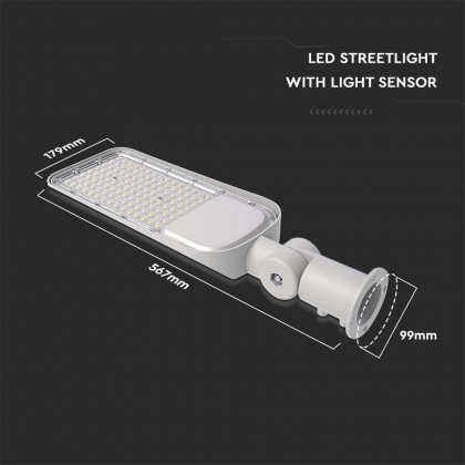 LED Straatlamp 100W 4000K grijs + schemerschakelaar