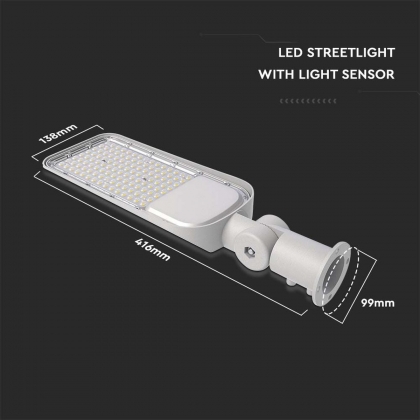 LED Straatlamp 30W 6500K grijs + schemerschakelaar 3000 Lumen