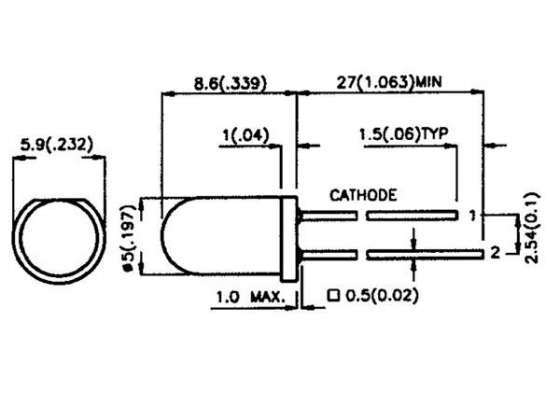 LED 5mm WIT DIFFUUS - 780mcd - 90°