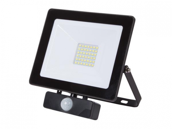 LED-SCHIJNWERPER VOOR BUITENSHUIS - 30 W, NEUTRAALWIT - ZWART - PIR