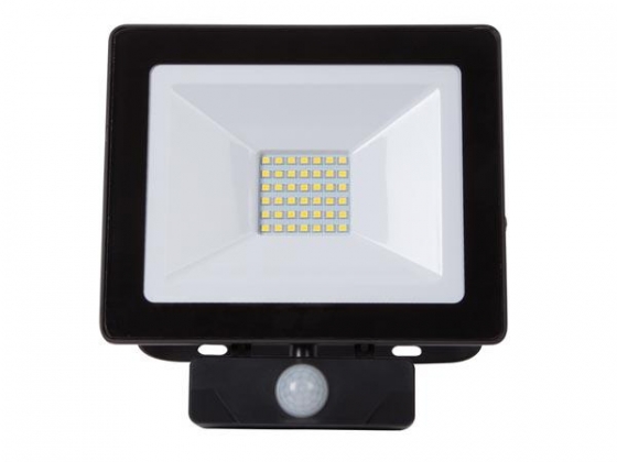 LED-SCHIJNWERPER VOOR BUITENSHUIS - 30 W, NEUTRAALWIT - ZWART - PIR