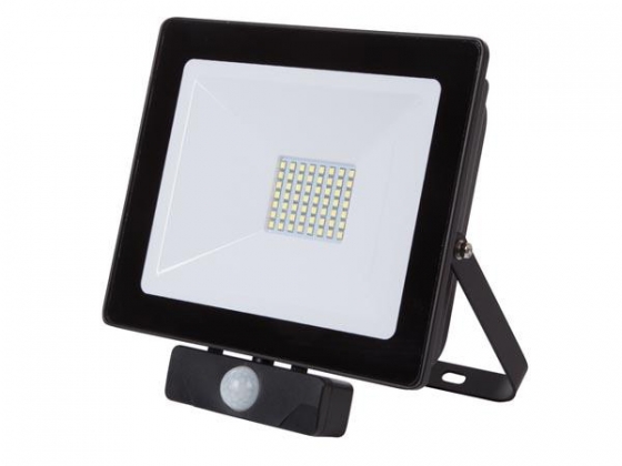 LED-SCHIJNWERPER VOOR BUITENSHUIS - 50 W, NEUTRAALWIT - ZWART - PIR
