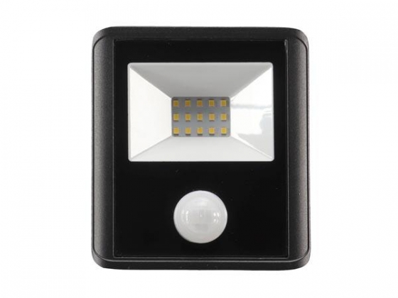 LED-SCHIJNWERPER VOOR BUITENSHUIS - 10 W, NEUTRAALWIT - ZWART - PIR-SENSOR