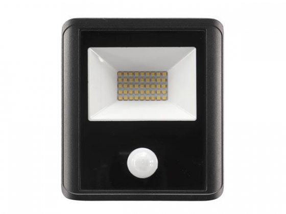 LED-SCHIJNWERPER VOOR BUITENSHUIS - 30 W, NEUTRAALWIT - ZWART - PIR-SENSOR